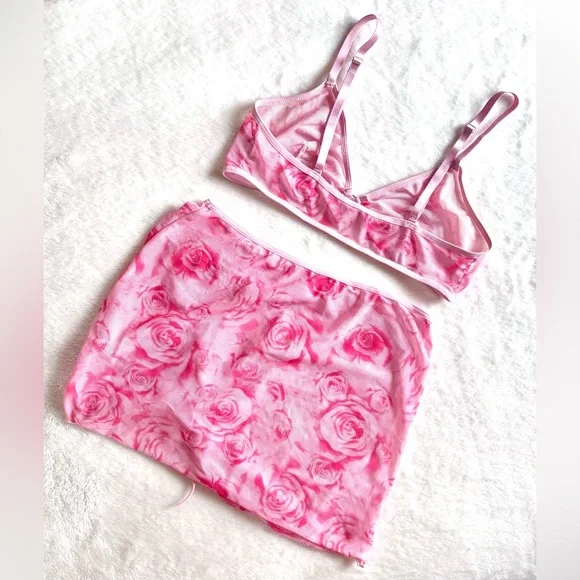 ✨ 3-pc rose print mesh set M - Picture 2 of 8